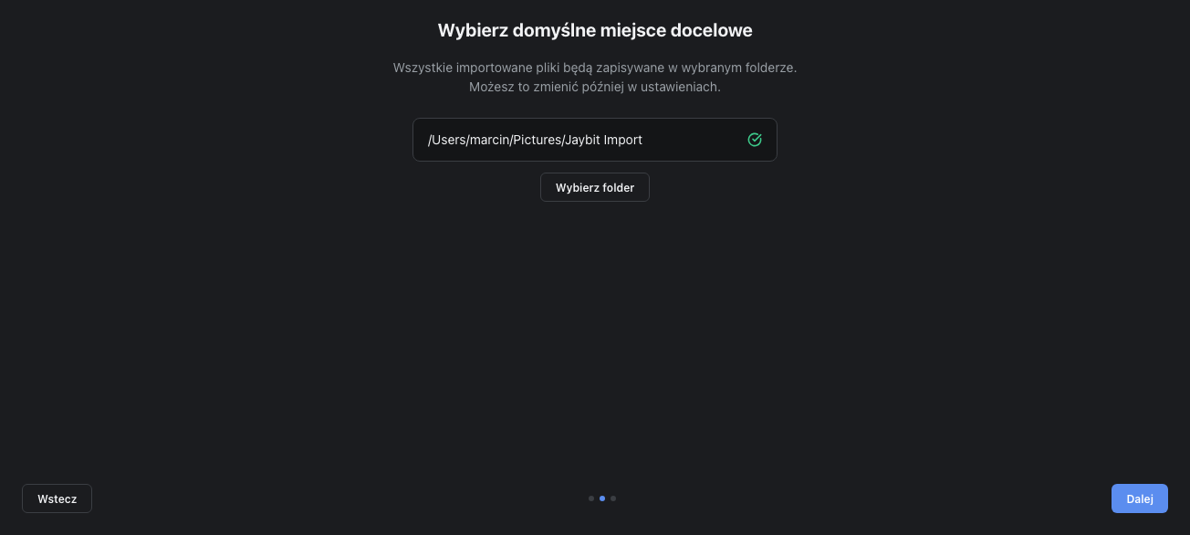 Selecting default destination folder